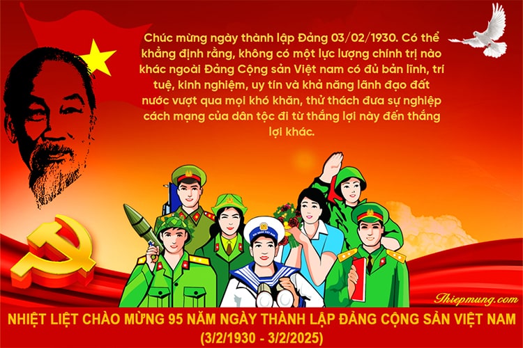 NHIỆT LIỆT CHÀO MỪNG 95 NĂM NGÀY THÀNH LẬP ĐẢNG CỘNG SẢN VIỆT NAM (3/2/1930 - 3/2/2025)